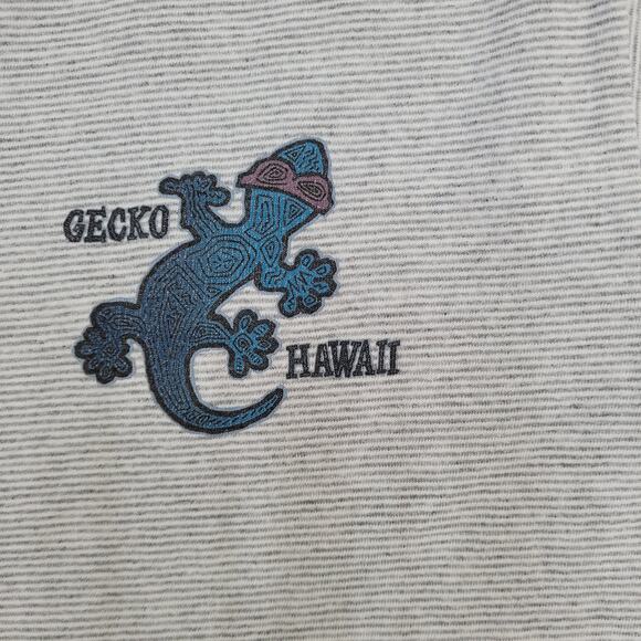 Vintage 90s Gecko Hawaii Stripes Shirt S/M 19x20 Gray USA - Picture 10 of 15